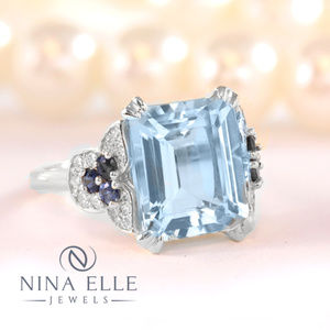 14K White/Yellow Gold Natural Aquamarine Ring